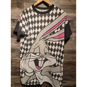 Vintage 1992 Bugs Bunny T-shirt Mens L AOP Looney Tunes Flirts Big Hit